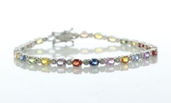 18ct White Gold Diamond and Coloured Sapphire Bracelet (S6.02) 0.38 Carats