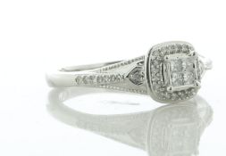 9ct White Gold Single Stone With Halo and Shoulders Ring 0.20 Carats