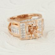 14 K / 585 Rose Gold Diamond Ring - Center Stone Unmounted