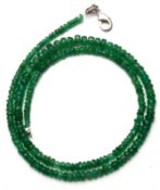 52.00ct. Natural Emerald Rondelle Beads Necklace