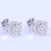 14 K / 585 White Gold Diamond Earring Studs