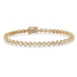 14 K / 585 Yellow Gold Tennis Bracelet With Diamonds