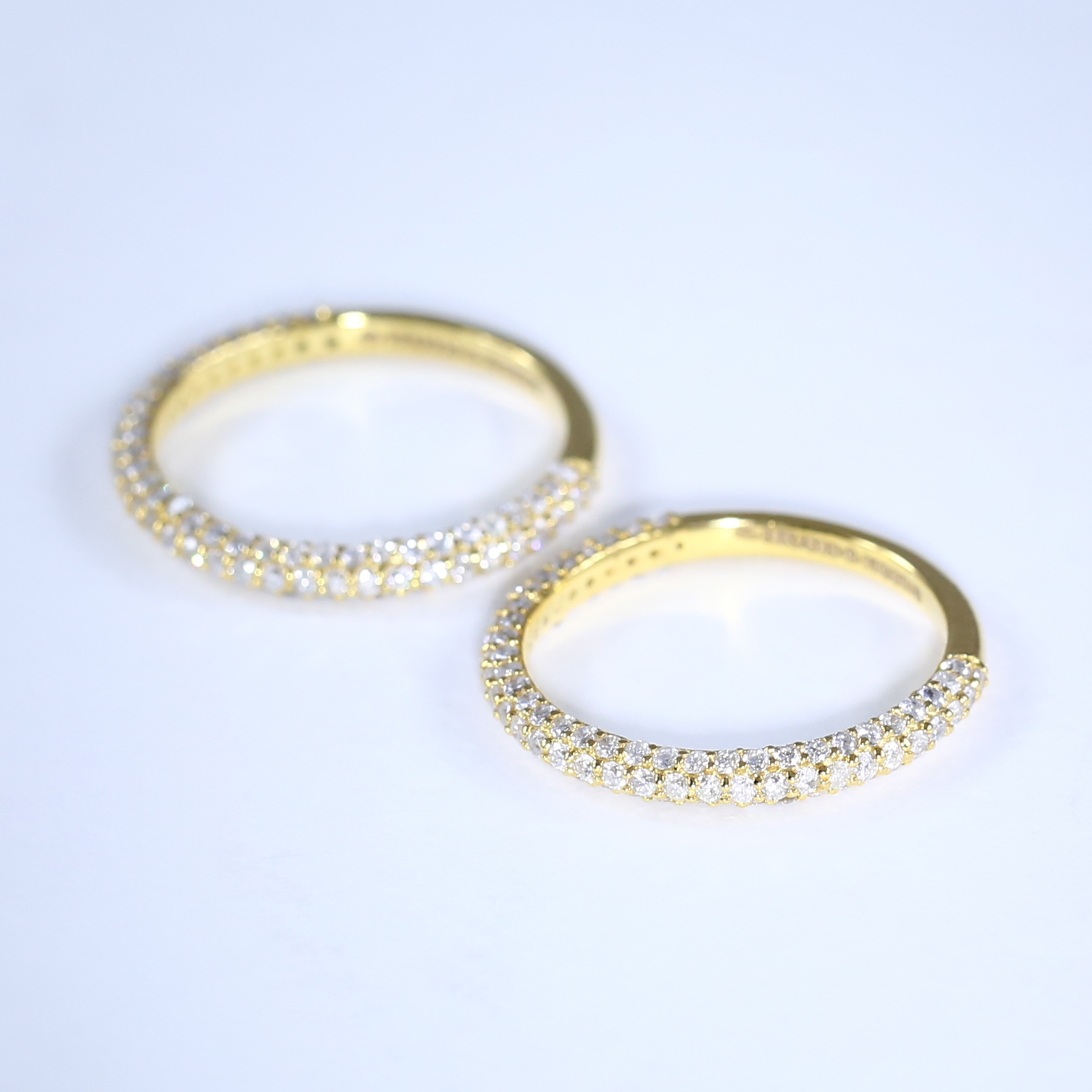 14 K / 585 Set of 2 Yellow Gold Engaement / Wedding Diamond Band Rings - Image 5 of 9
