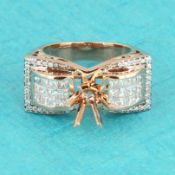 14 K / 585 Rose Gold Diamond Ring - Center Stone Unmounted