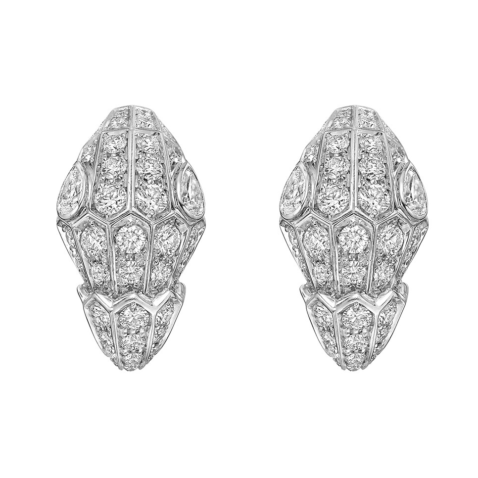 14 K / 585 White Gold Serpenti Diamond Ear Clips - Image 2 of 2