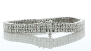 14ct White Gold Three Row Tennis Diamond Bracelet 7"" 6.00 Carats