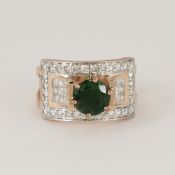 14 K / 585 Rose Gold Tsavorite Garnet &Diamond Ring
