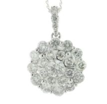 9ct White Gold Round Cluster Diamond Pendant 1.00 Carats