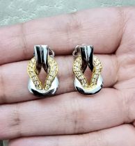 14 K / 585 White Gold Diamond Earrings