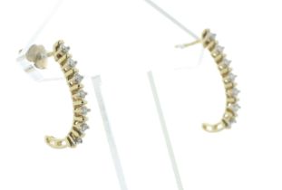 9ct Yellow Gold Eternity Diamond Semi Hoop Earring 0.26 Carats