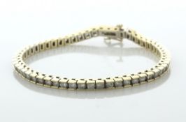 14ct Yellow Gold Tennis Diamond Box Link Bracelet 5.00 Carats