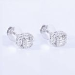 14 K / 585 White Gold Diamond Earring Studs