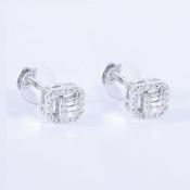 14 K / 585 White Gold Diamond Earring Studs