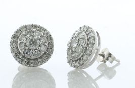 10ct White Gold Diamond Cluster Earrings 1.05 Carats