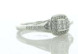 9ct White Gold Single Stone With Halo and Shoulders Setting Ring 0.20 Carats