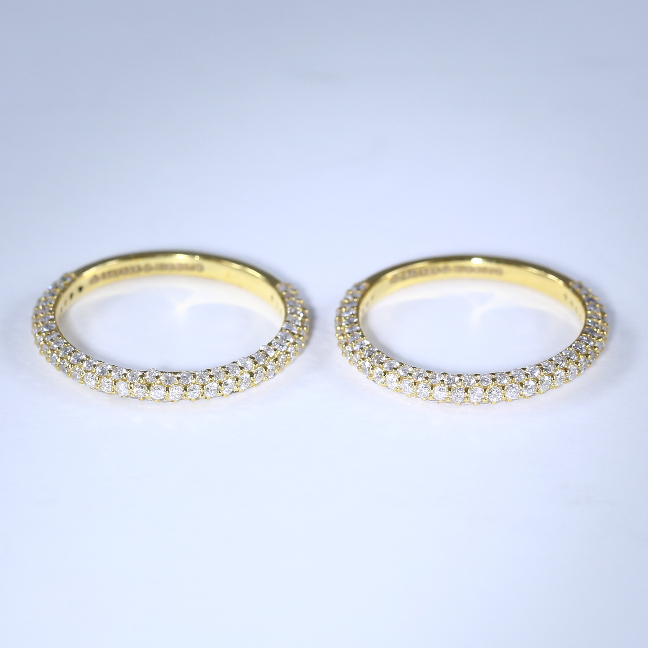 14 K / 585 Set of 2 Yellow Gold Engaement / Wedding Diamond Band Rings - Image 4 of 9