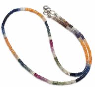 41.00ct. Natural Multi-Colour Sapphire Faceted Heishi Beads Necklace