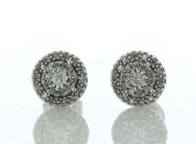 14ct White Gold Round Cluster Diamond Stud Earring 0.25 Carats