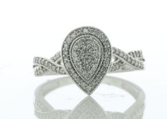 14ct White Gold Pear Cluster Diamond Ring 0.33 Carats