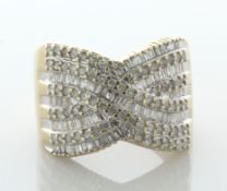 9ct Yellow Gold Cocktail Swirl Crossover Diamond Ring 1.50 Carats