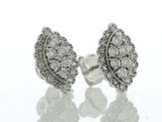 9ct White Gold Marquise Cluster Diamond Stud Earring 0.16 Carats