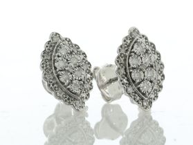 9ct White Gold Marquise Cluster Diamond Stud Earring 0.16 Carats