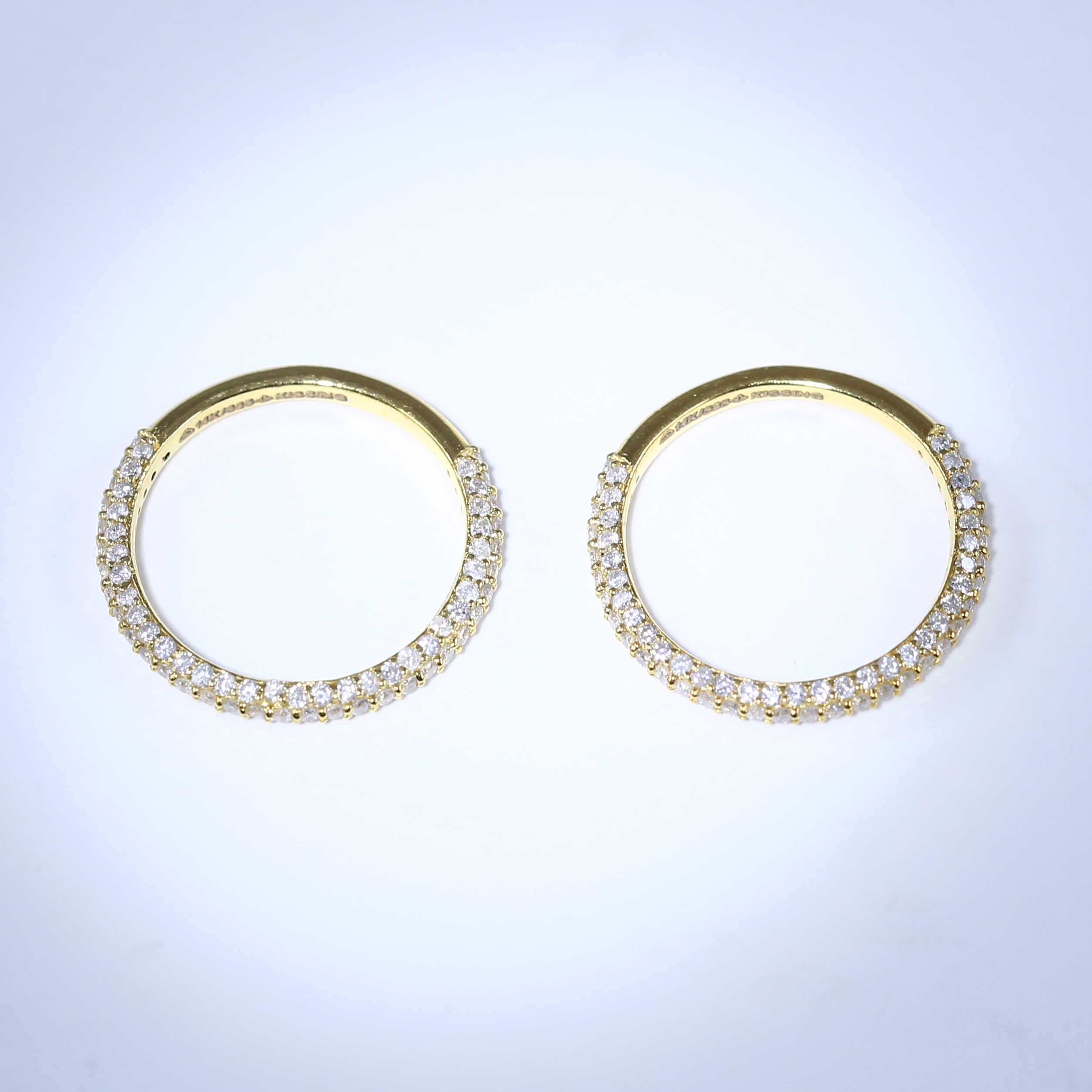 14 K / 585 Set of 2 Yellow Gold Engaement / Wedding Diamond Band Rings - Image 8 of 9