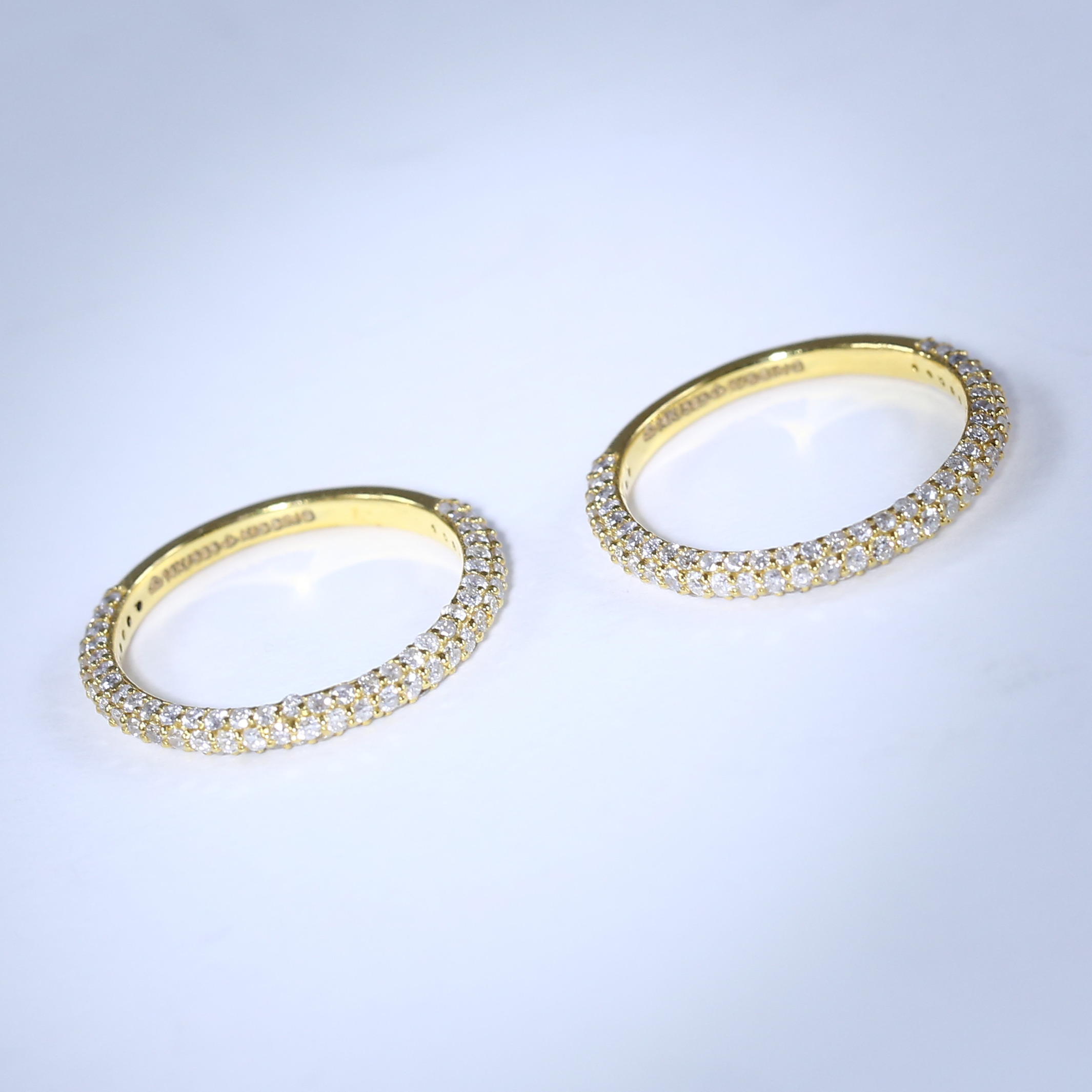 14 K / 585 Set of 2 Yellow Gold Engaement / Wedding Diamond Band Rings - Image 9 of 9
