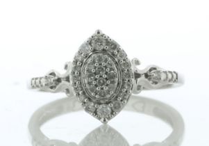 9ct White Gold Marquise Cluster Diamond Ring 0.20 Carats