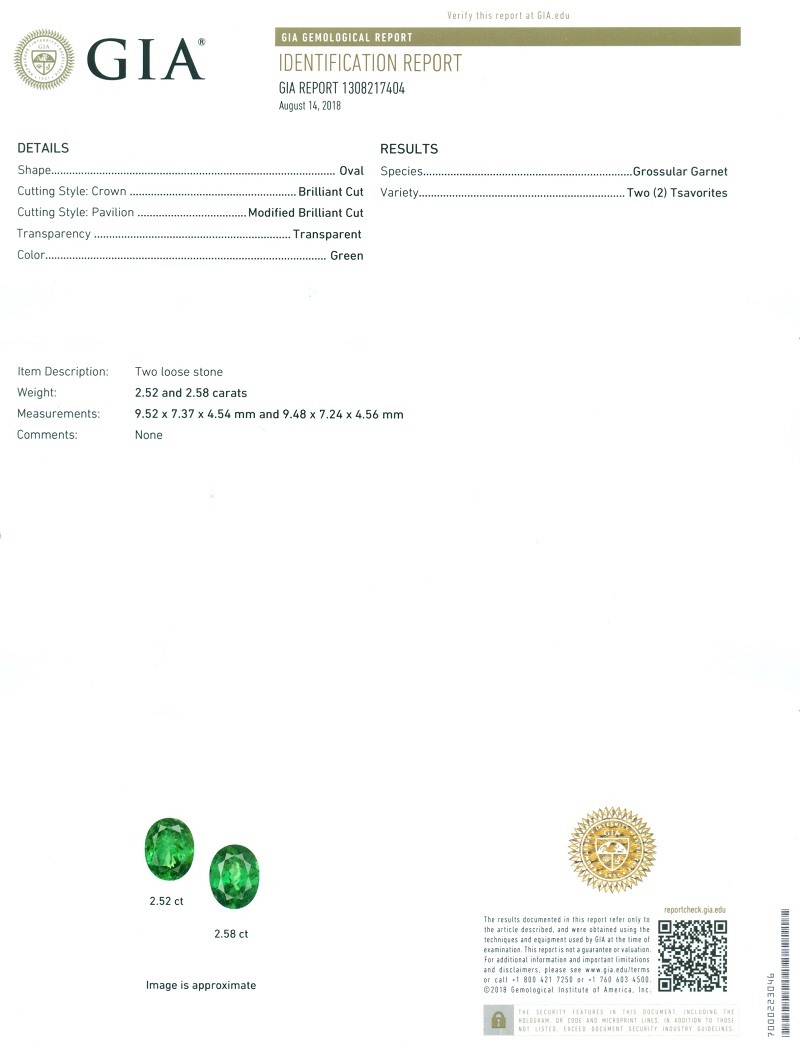 14 K / 585 White Gold Designer Tsavorite Garnet (GIA Certified) & Diamond Ring - Image 8 of 8