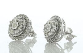 9ct White Gold Round Cluster Diamond Earring 1.00 Carats