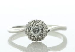 9ct White Gold Single Stone With Halo Setting Ring 0.25 Carats