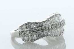 10ct White Gold Diamond Semi Eternity Wave Ring 1.00 Carats