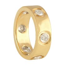 18 K / 750 Yellow Gold Eternity Diamond Band Ring