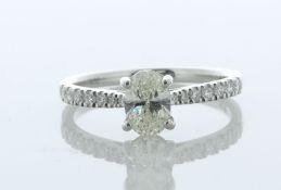 Platinum Oval Diamond Ring With Diamond Set Shoulders 1.05 Carats