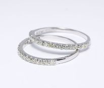 14 K / 585 White Gold Set of 2 Diamond Rings