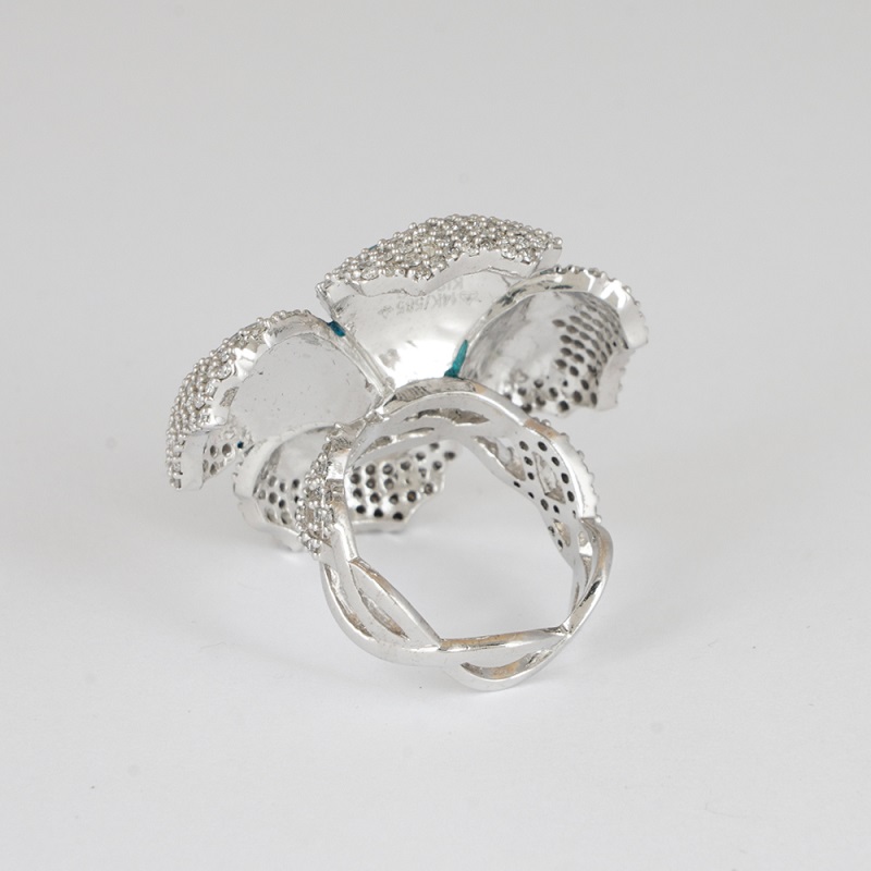 14 K / 585 White Gold Designer Ruby ( GIA Certified ) & Diamond Ring With Blue Enamel - Image 3 of 6