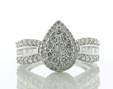 9ct White Gold Pear Cluster Claw Set Diamond Ring 1.00 Carats