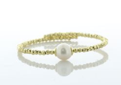 9.5 - 10.0mm Freshwater Cultured Pearl Gold Colour Beaded Bangle