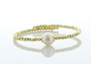 9.5 - 10.0mm Freshwater Cultured Pearl Gold Colour Beaded Bangle