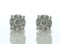 9ct White Gold Round Cluster Diamond Stud Earring 0.50 Carats