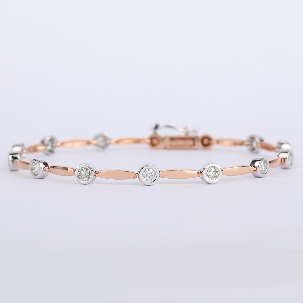 14 K / 585 Rose Gold Diamond Bracelet - Image 3 of 6