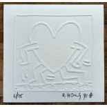 Keith Haring (Attributed) 'Running Heart' Embossing 1990 LE 10/25 Signed In Pencil (#0712)