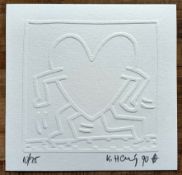 Keith Haring (Attributed) 'Running Heart' Embossing 1990 LE 10/25 Signed In Pencil (#0712)