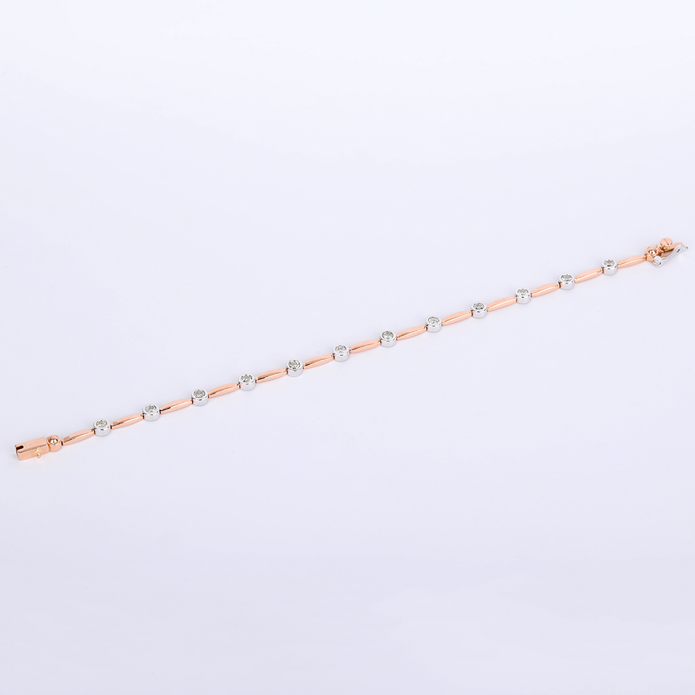 14 K / 585 Rose Gold Diamond Bracelet - Image 5 of 6