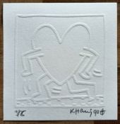 Keith Haring 'Running Heart' Embossing 1990 LE 3/25 Signed In Pencil (#0719)