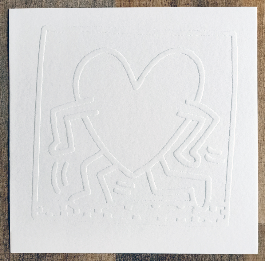 Keith Haring 'Running Heart' Embossing 1984 Stamped (#0730) - Image 2 of 2