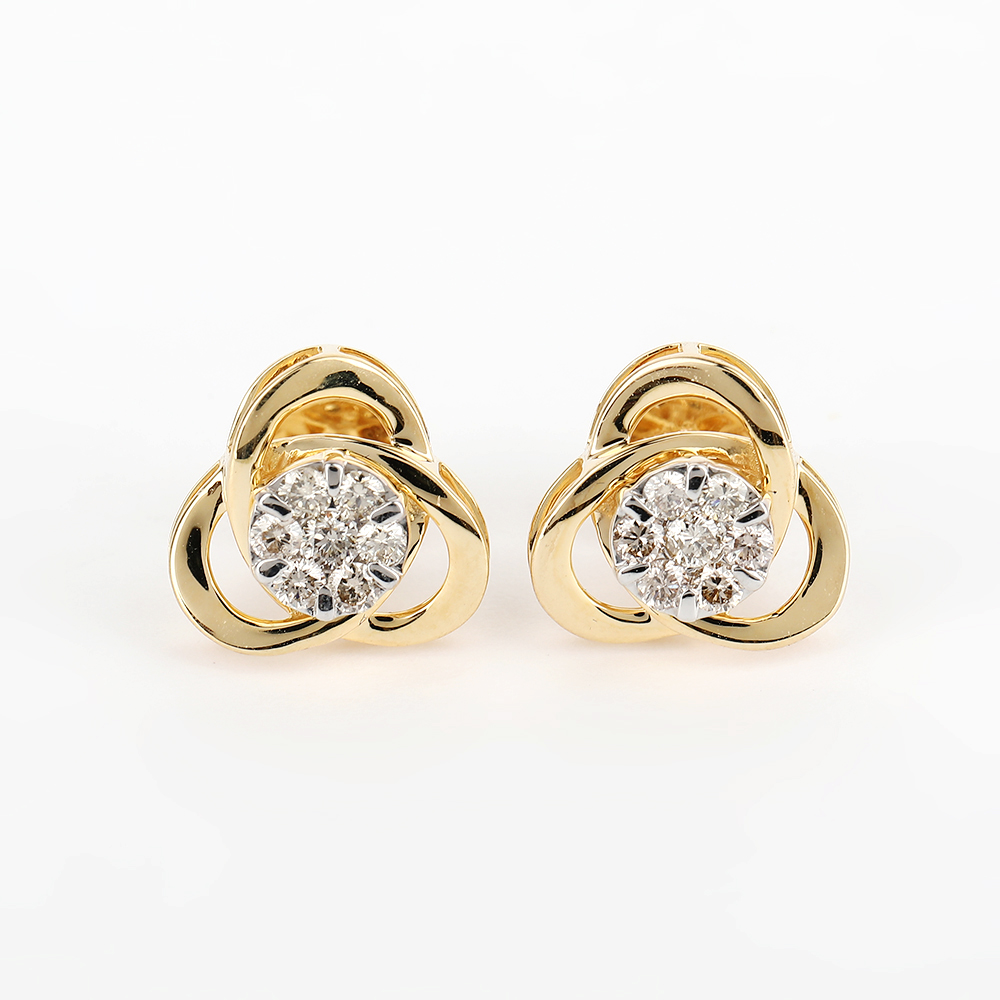14 K / 585 Yellow Gold Diamond Earring Studs - Image 2 of 5