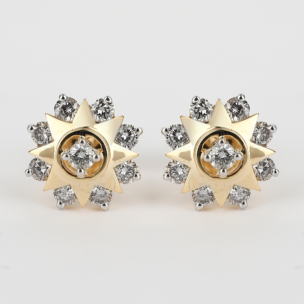 14 K / 585 Yellow Gold Diamond Earring Studs