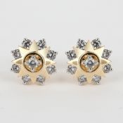 14 K / 585 Yellow Gold Diamond Earring Studs